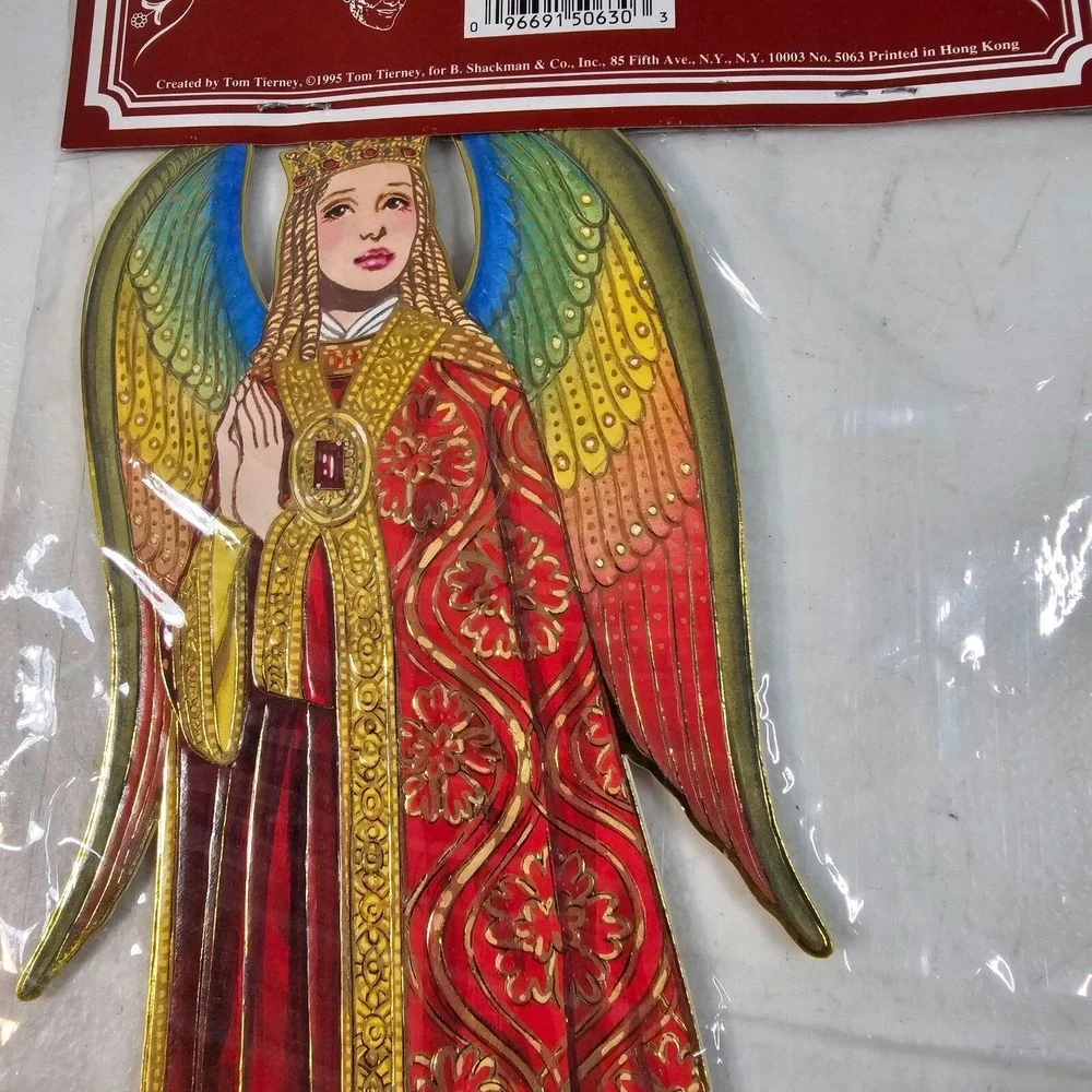 VTG Christmas Paper Angel Tree Topper 1995 Shackman‎ Diecut 11 Inch Tall